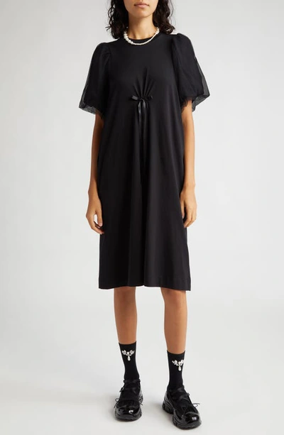 Simone Rocha Pearl-embellished Tulle T-shirt Dress In Black