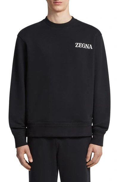 Zegna Logo-print Cotton Sweatshirt In Black