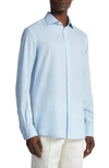 Zegna Cashco Regular Fit Button Down Shirt In Ice Blue