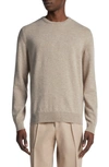 Zegna Ribbed Cashmere Crewneck Sweater In Beige