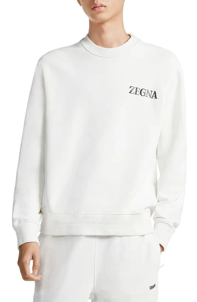 Zegna Soft Touch Cotton French Terry Sweatshirt In White
