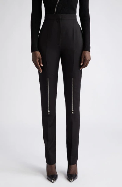 Alexander Mcqueen Wool Flared Pants In Black