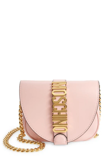 Moschino Logo Belt Leather Crossbody Bag In 0225 Pink