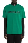 Moncler Embossed Logo Graphic T-shirt In Green