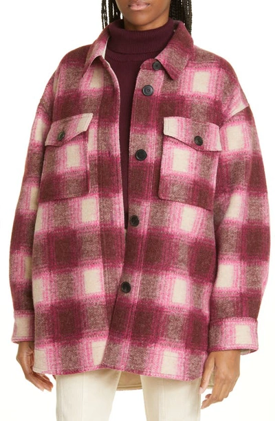 Isabel Marant Étoile Harveli Oversize Plaid Cotton Jacket In Pink