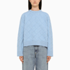 Bottega Veneta Felted Wool Knit Sweater With Side Buttons In Blue