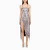 Attico Avery Embellished Square Neck Fringe Dress In Purple