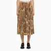 Etro Maxi Multicolor Pleated Skirt With All-over Paisley Print In Beige