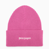Palm Angels Classic Logo Ribbed Beanie In Pink