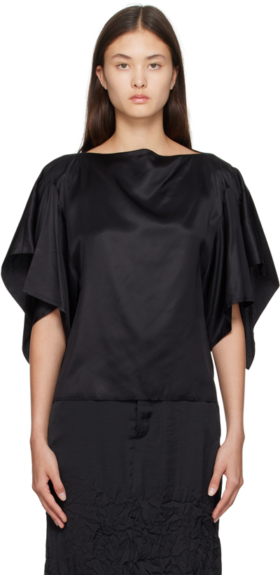 Mm6 Maison Margiela Black Asymmetric Blouse In 900 Black