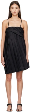 Mm6 Maison Margiela Pleated Foldover Mini Dress In 900 Black