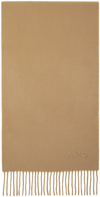 Apc Logo-embroidered Virgin Wool Scarf In Cab Camel