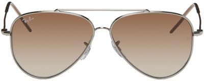 Ray Ban Sunglasses Unisex Aviator Reverse - Gunmetal Frame Brown Lenses 62-11