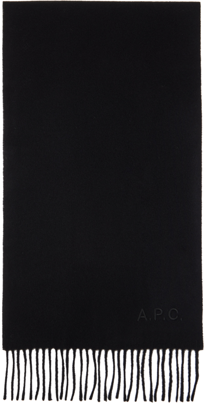 Apc Black Alix Embroidered Scarf In Negro