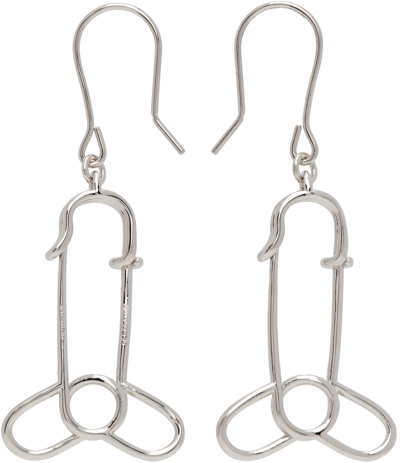 Jw Anderson Penis Pin Drop Earrings In Silver