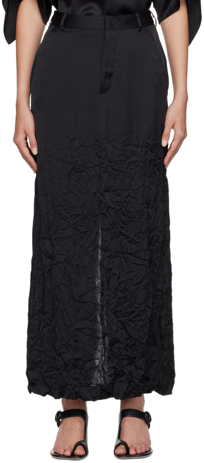 Mm6 Maison Margiela Crinkled Midi Skirt In Black