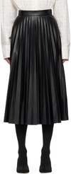 MM6 MAISON MARGIELA BLACK PLEATED FAUX-LEATHER MIDI SKIRT