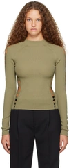 DION LEE GREEN SNAKE DIAMOND SWEATER