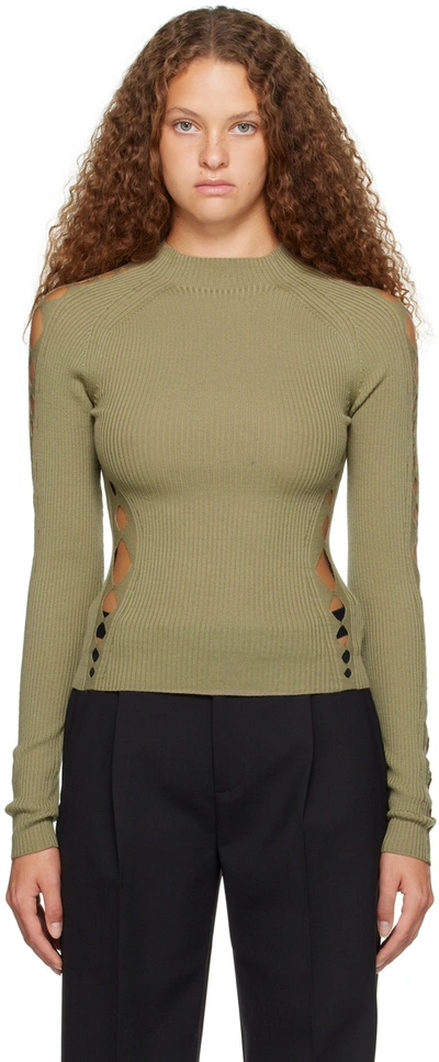 Dion Lee Green Snake Diamond Sweater In Sage