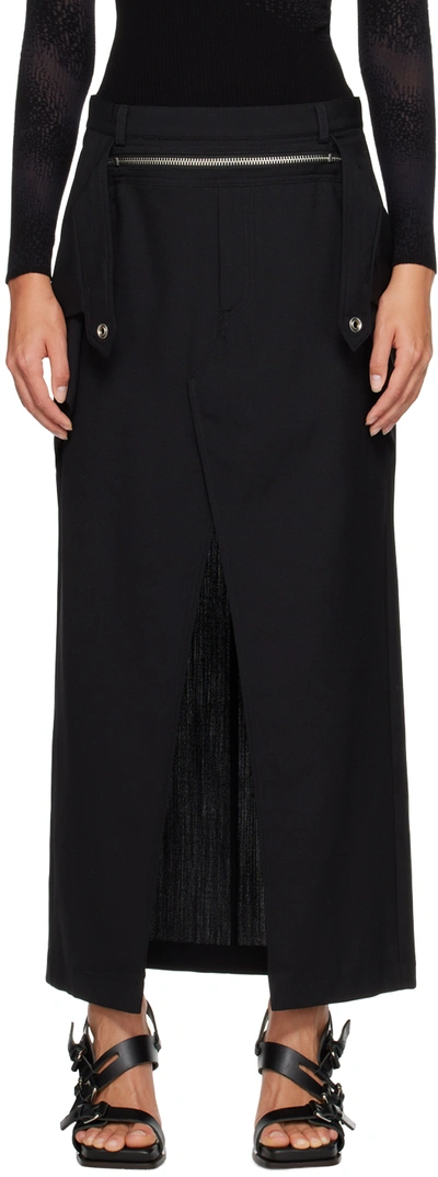 Dion Lee Black Zip Midi Skirt