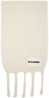 Jil Sander Logo-patch Chunky-knit Scarf In 100 - White