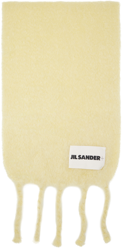 Jil Sander Off-white Fringed Scarf In 741 - Pale Yellow