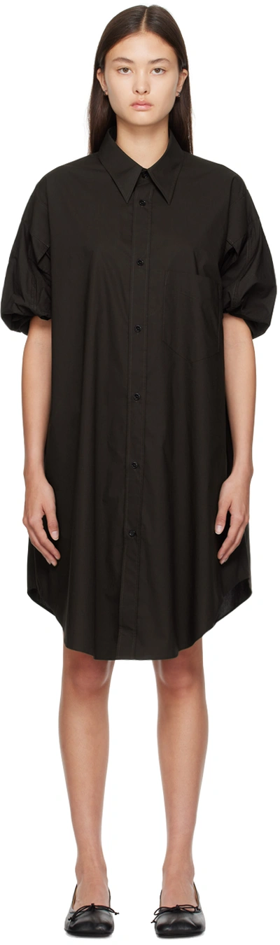 Mm6 Maison Margiela Brown Rolled Cuff Midi Dress In 143 Chocolate