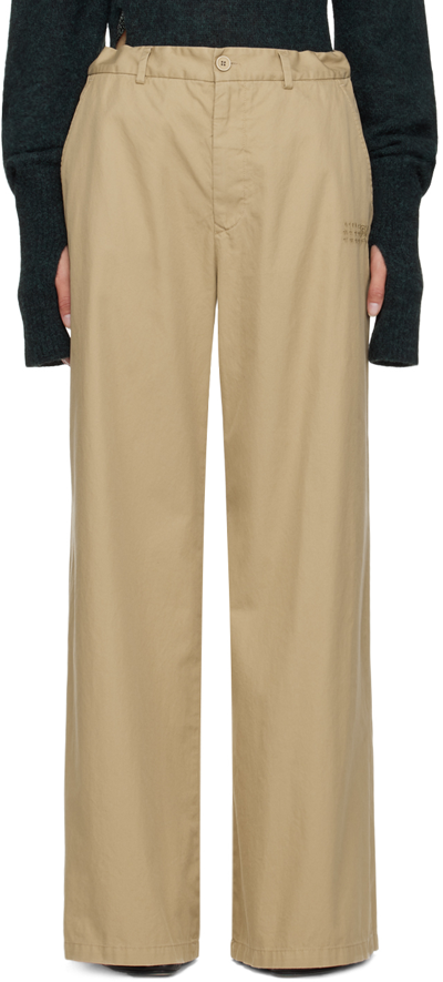 Mm6 Maison Margiela Beige Embroidered Trousers In 114 Beige