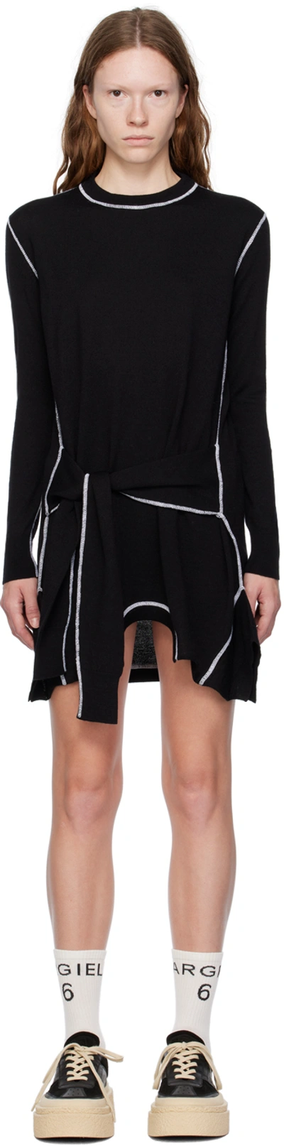 Mm6 Maison Margiela Black Upside Down Minidress In 900 Black