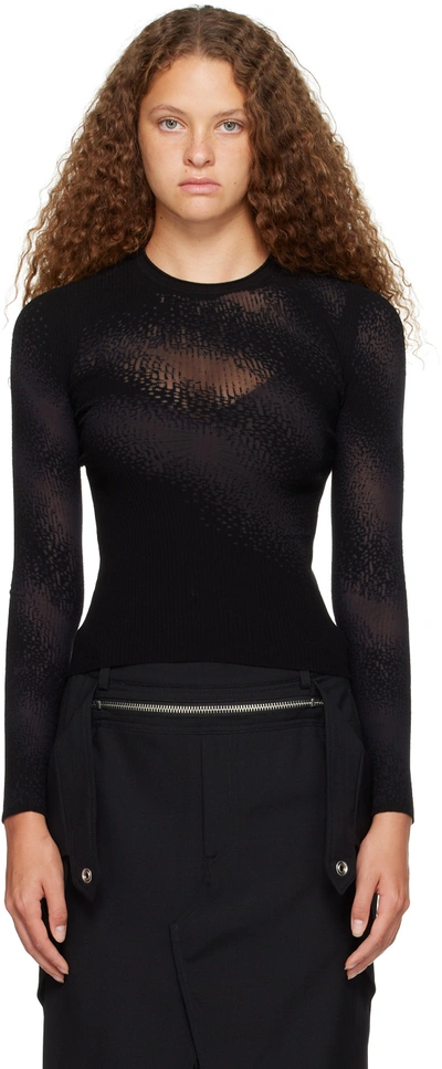 Dion Lee Black Burn Out Long Sleeve T-shirt