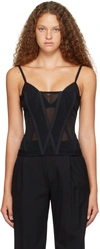 Dion Lee Oblique Mesh Corset Top In Black