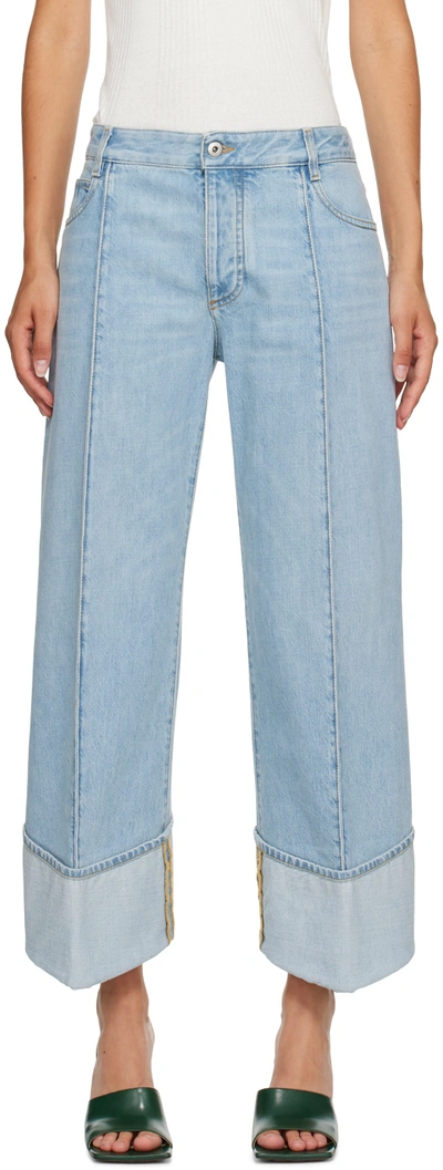 BOTTEGA VENETA BLUE CURVED SHAPE JEANS