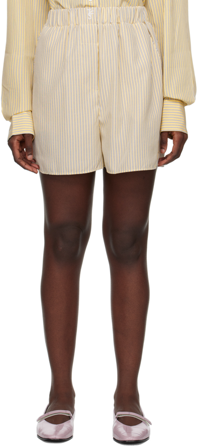 The Frankie Shop Frankie Shop Womens Pale Yellow Black Stripe Lui Striped Woven Shorts