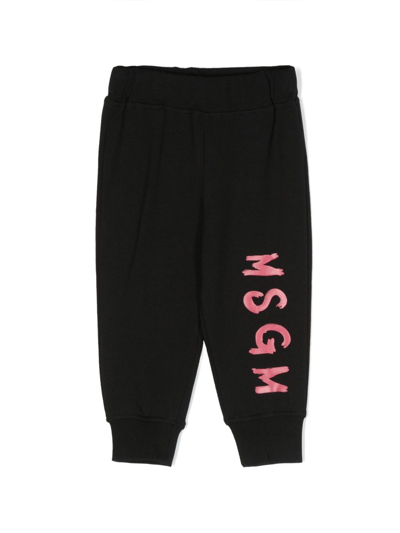 Msgm Babies' Logo-print Jersey Track Pants In Black