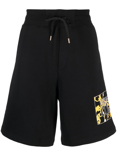 Versace Jeans Couture Barocco-print Cotton Shorts In Black