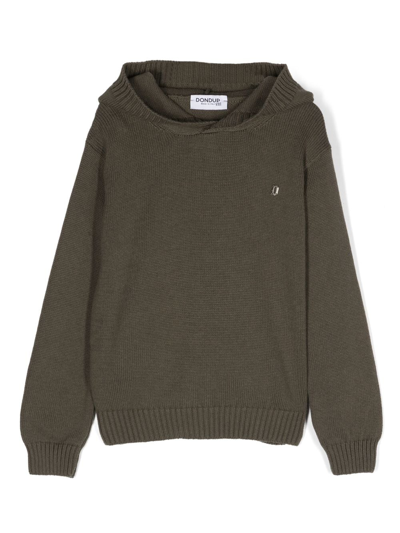 Dondup Kids' Logo-patch Knitted Top In Verde