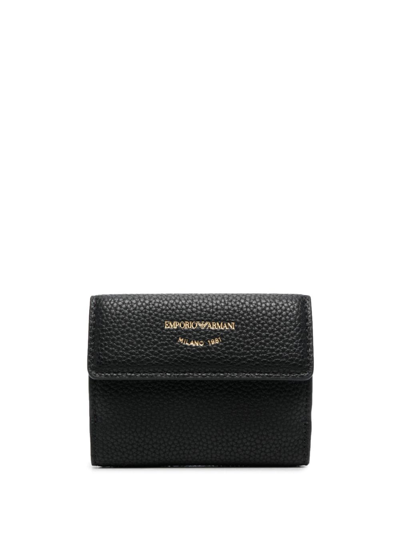 Emporio Armani Logo Printed Trifold Wallet In Black