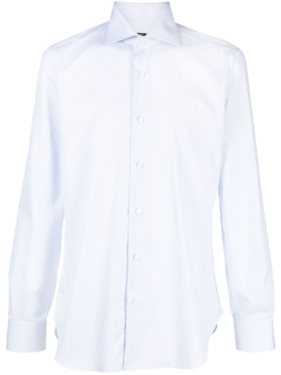 Barba Napoli Spread-collar Cotton Shirt In Blau