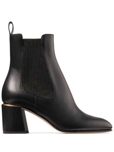 Jimmy Choo Thessaly Calfskin Chelsea Ankle Booties In Black