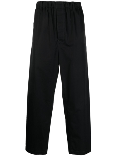 Lemaire Elasticated-waist Wide-leg Trousers In Black