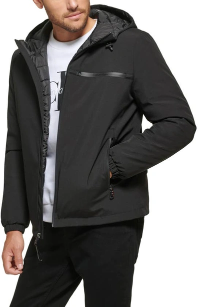 Calvin Klein Water Resistant Hooded Jacket In Black