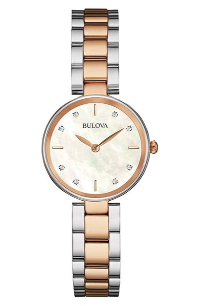 Bulova Two-tone Diamond Bracelet Watch, 27mm In Two Tone