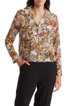 T Tahari Snake Print Long Sleeve Crop Blouse In Autumn Floral