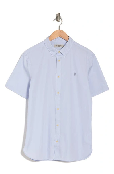 Allsaints Riviera Short Sleeve Button-up Shirt In Light Blue