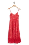 Nsr Crochet Stretch Lace Midi Dress In Pink