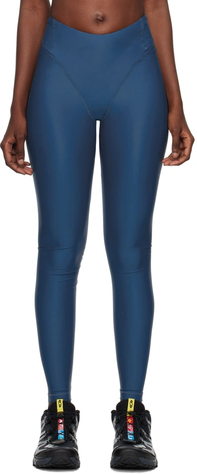 District Vision Tara Printed Stretch Recycled Leggings In Blue