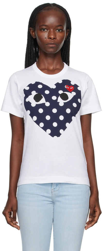 Comme Des Garçons Play White Big Double Polka Dot Heart T-shirt