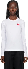Comme Des Garçons Play White Heart Patch Long Sleeve T-shirt In White