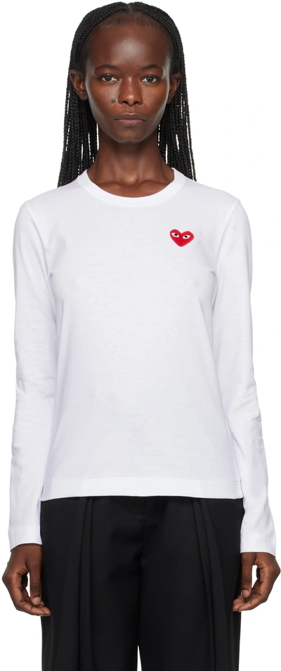 Comme Des Garçons Play White Heart Patch Long Sleeve T-shirt