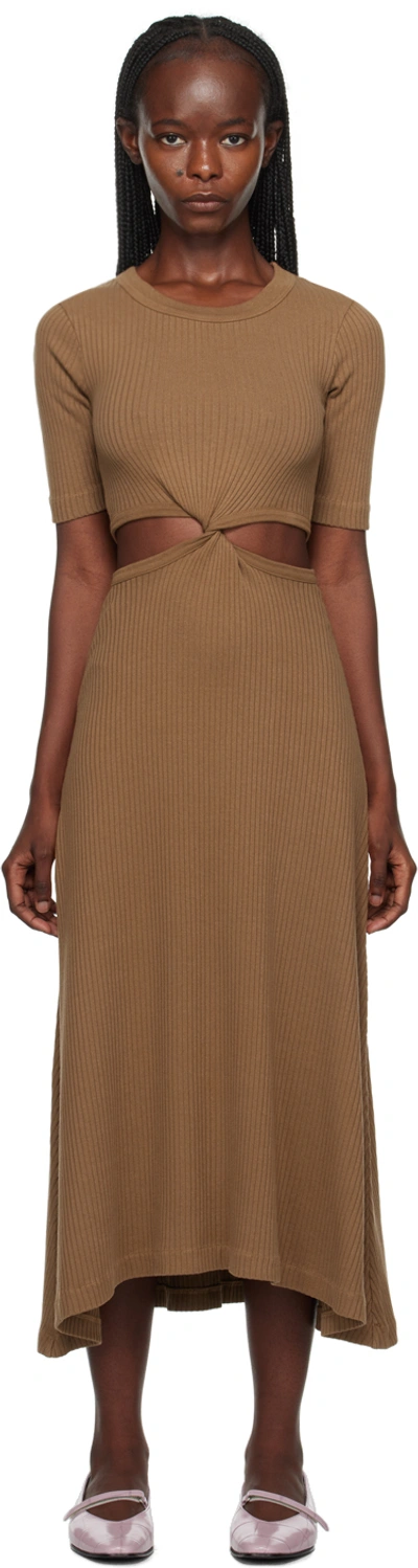 Citizens Of Humanity Brown Nicola Midi Dress In Malt Ball (dk Brown)